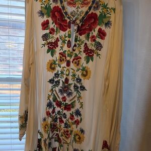 Johnny Was Multicolor Embroidered Tunic